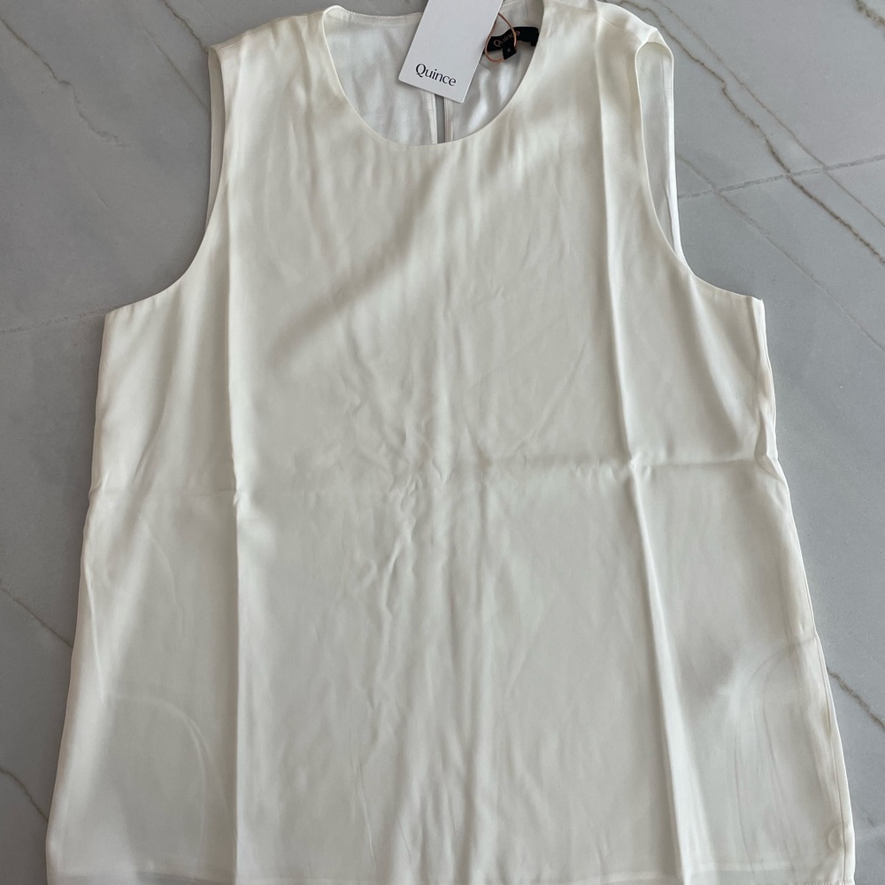 Quince Women's Cream Sleeveless Shell Blouse